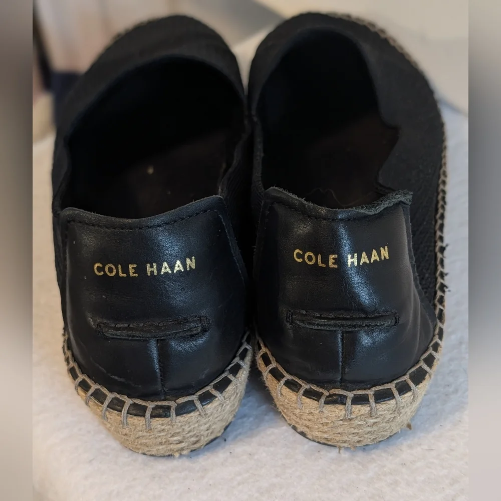 Cole Haan Black Espadrille Slip On Flats Grand OS Womens Size 7.5 Casual